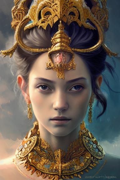 Ethereal Ancient Goddess in Elaborate Portrait