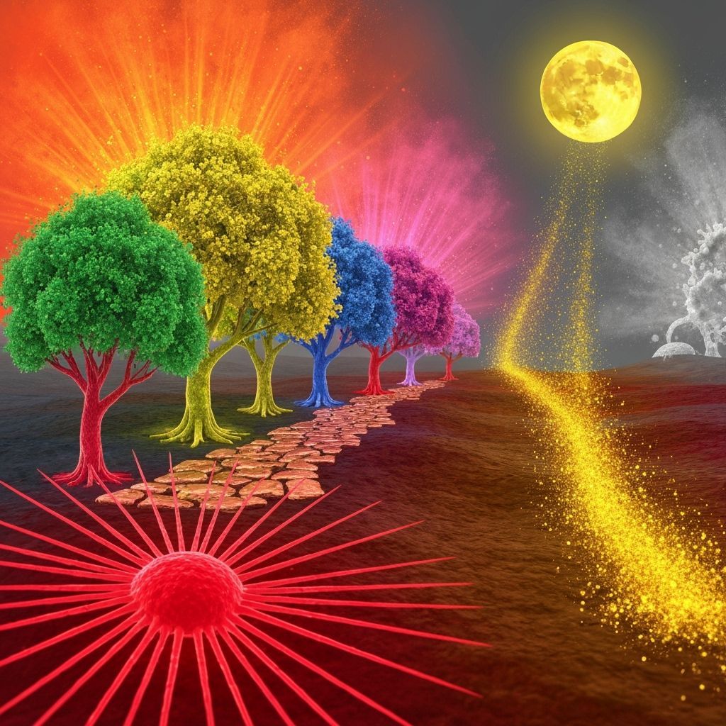 Bioluminescent Microscopic Forest Scene in Surreal Style