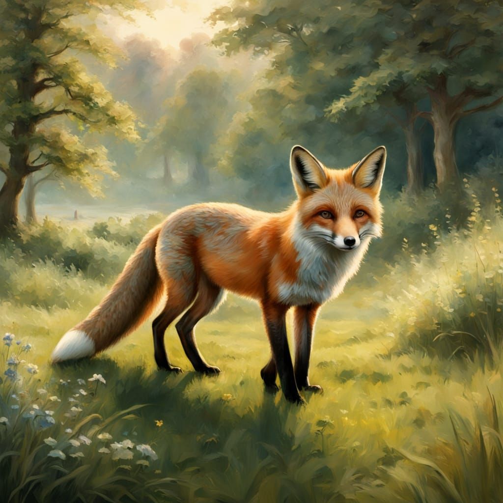 Surreal Countryside Scene in Impressionist Oil Painting Styl...