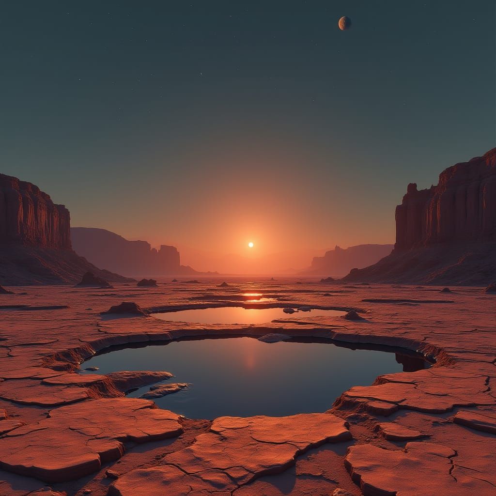 Alien Desert Dusk in Atmospheric Digital Art