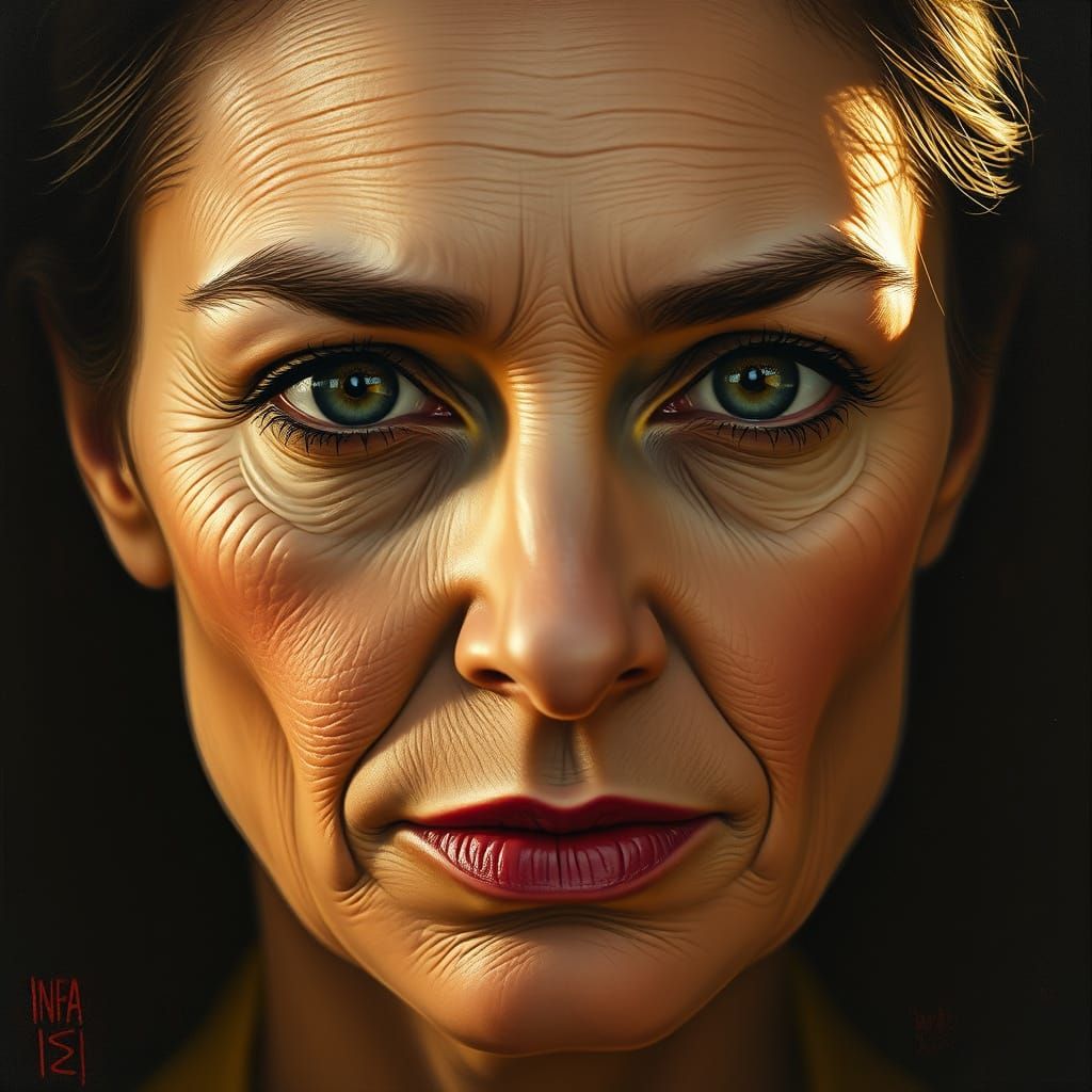 Woman's Portrait in Earthy Tones with Rembrandt's Chiaroscur...