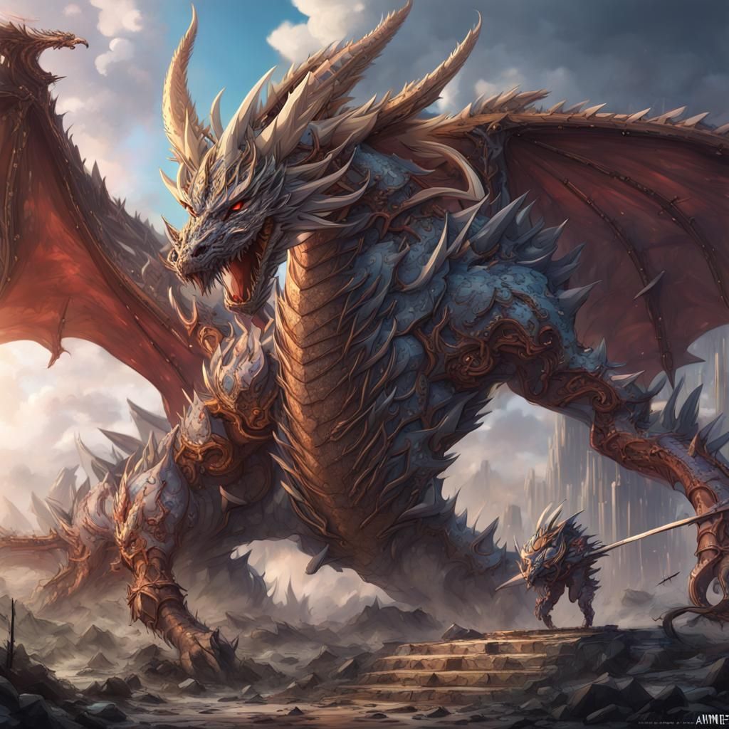 Manga-Inspired Fantasy Dragon Concept Art in Deep Color and....