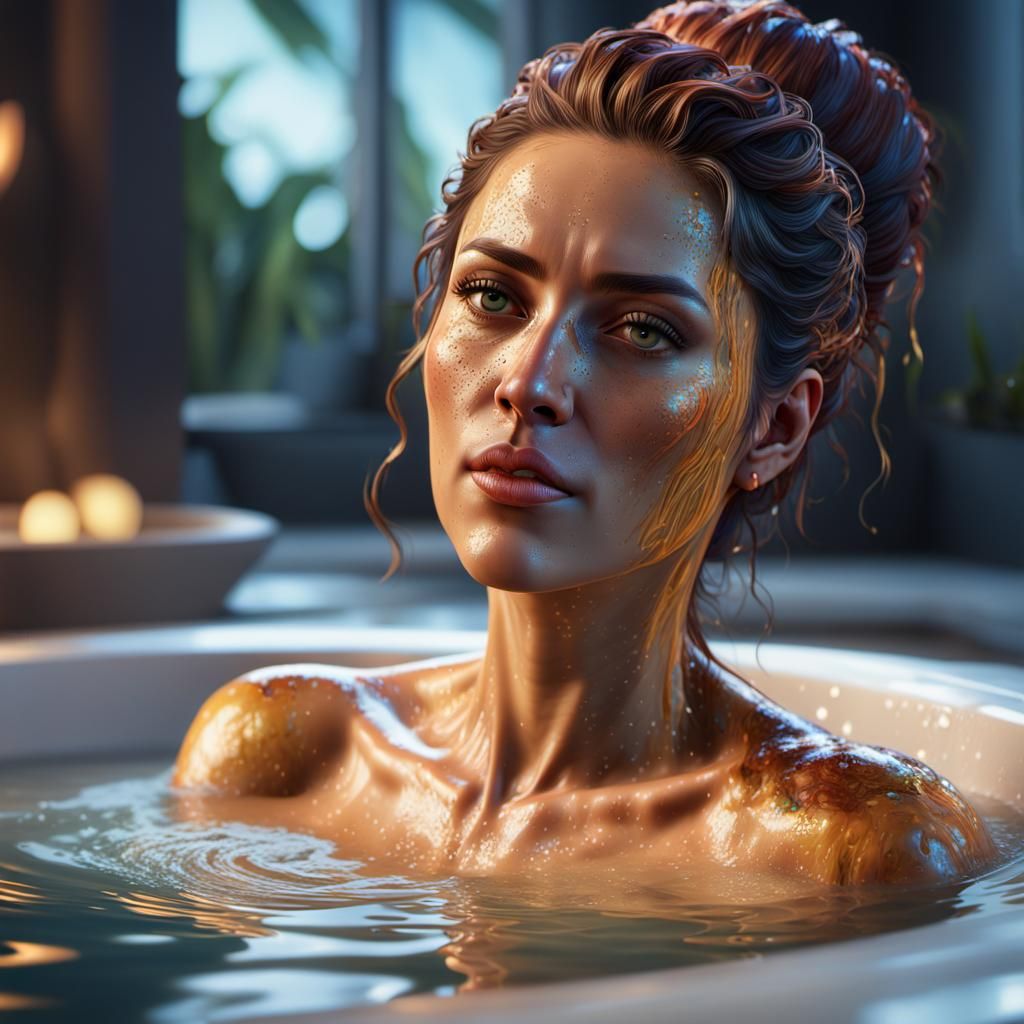 Hyperrealistic Bath Scene in Splendid Unreal Engine 5 Aesthe...