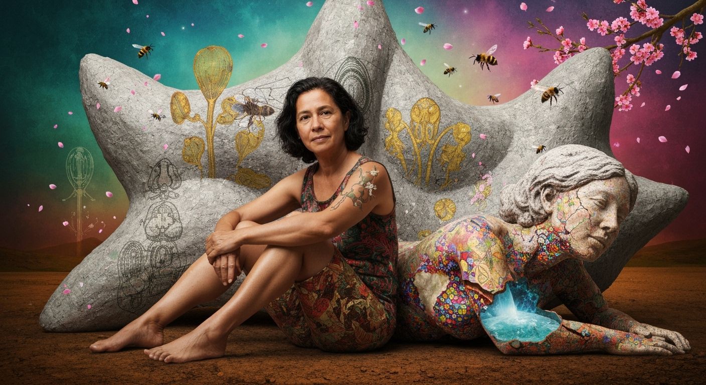 Sculptor Inside Abstract Creation, Mystical Forest Atmospher...