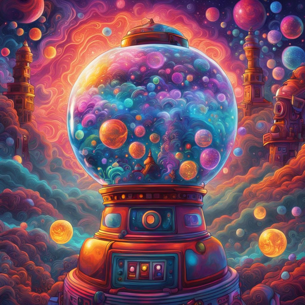 Gumball People in Psychedelic Cosmic Dreamscape
