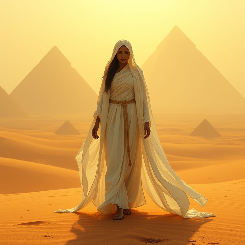 Mystical Goddess Amidst Golden Dunes