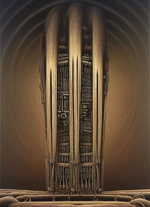 Biopunk Organs from Human Skeletons in Oil Painting Style