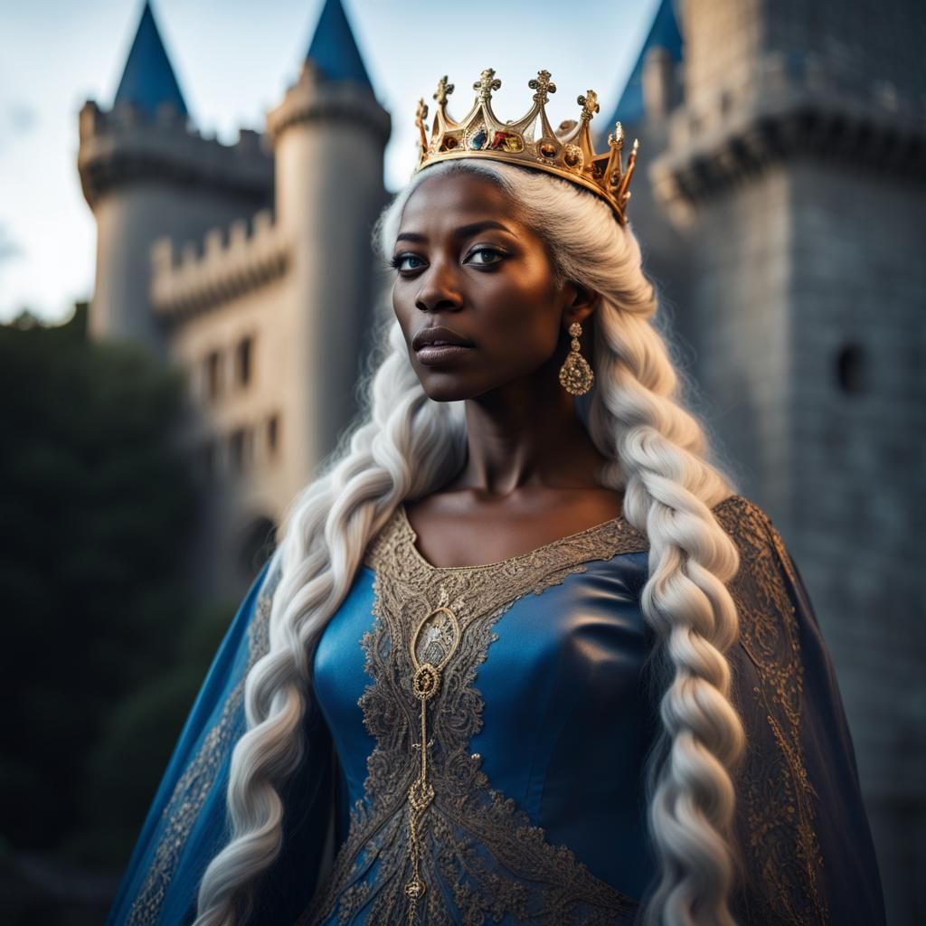 Grand, Elegant Queen from a Distance in a Cinematic Portrait