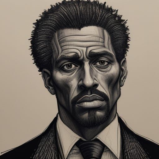 Expressive Black Man's Head in Bold, Dynamic Lines