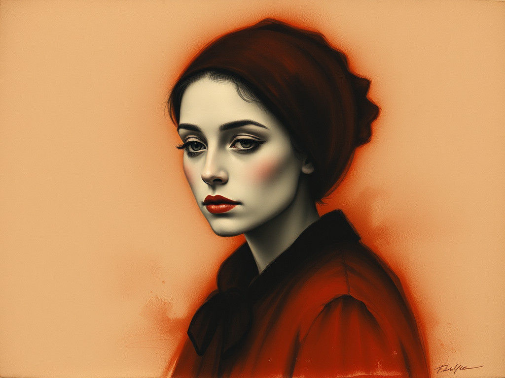 Melancholic Portrait in Minimalist Charcoal Style