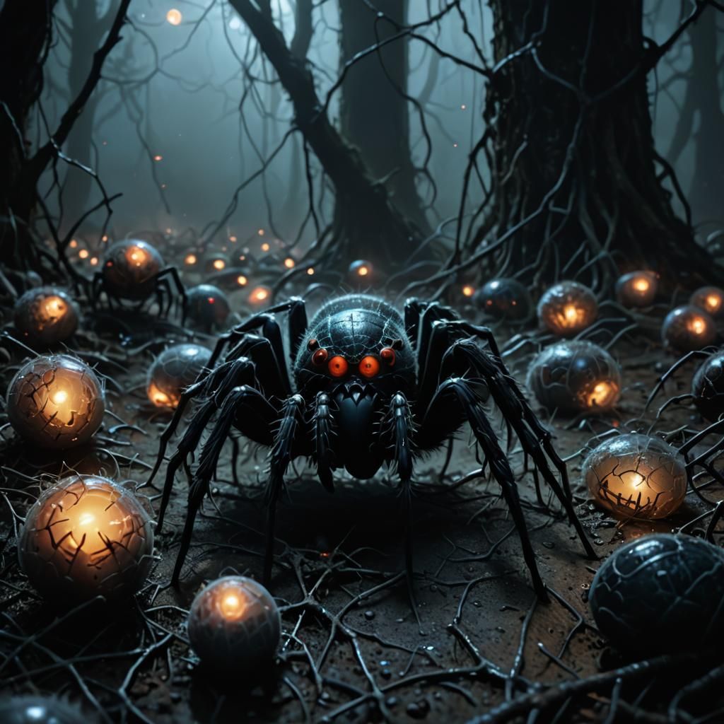 Bioluminescent Night Forest Horrors Emerge from Creeping Egg...