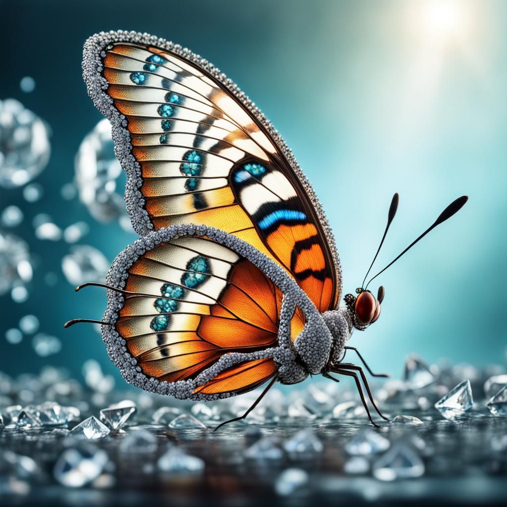 Diamond Butterfly Takes Flight in Crystal Waters