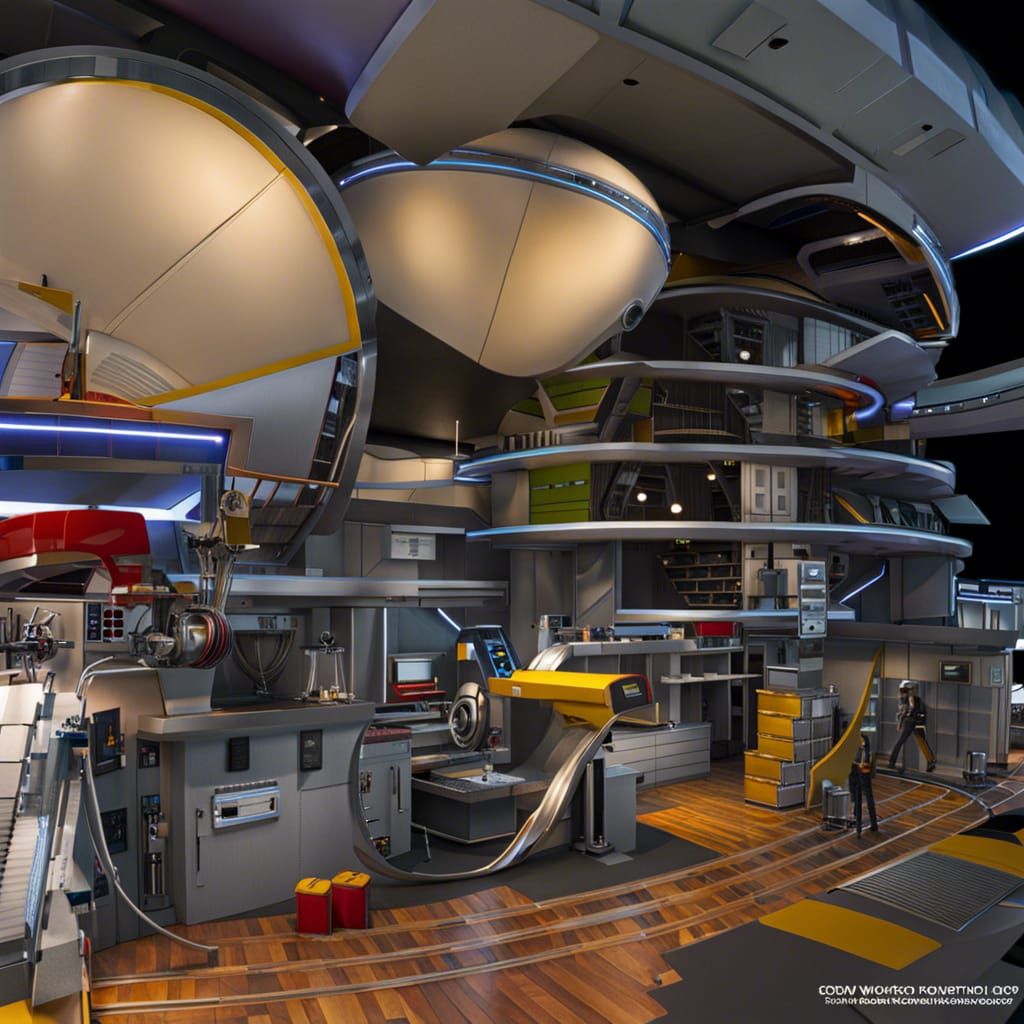 Highly Detailed Futuristic Workshop Scene with Bizarre Tools