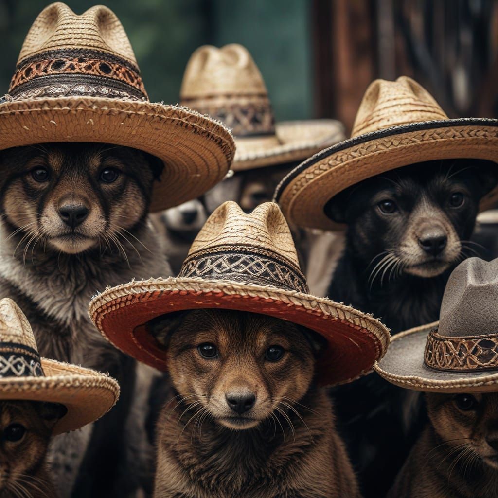 Animals Wearing Sombreros: Hyperrealistic Image
