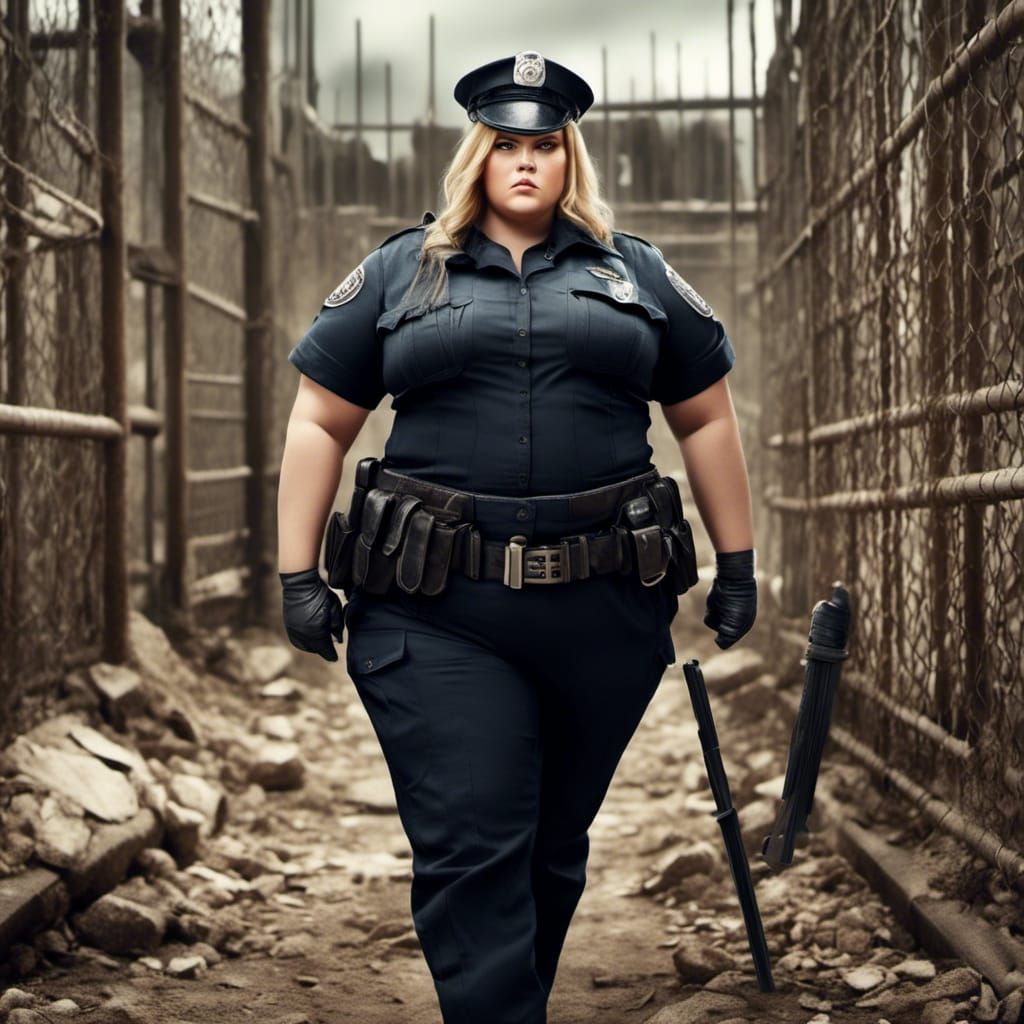 Hyperrealistic Portrait of an Obese Female Prison Guard
