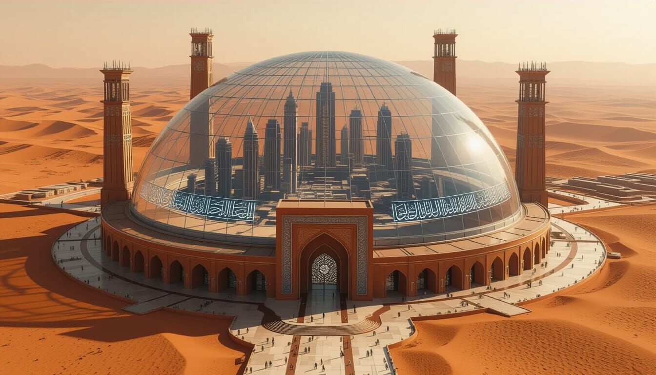 Colossal Metropolis on Mars Under Glass Dome