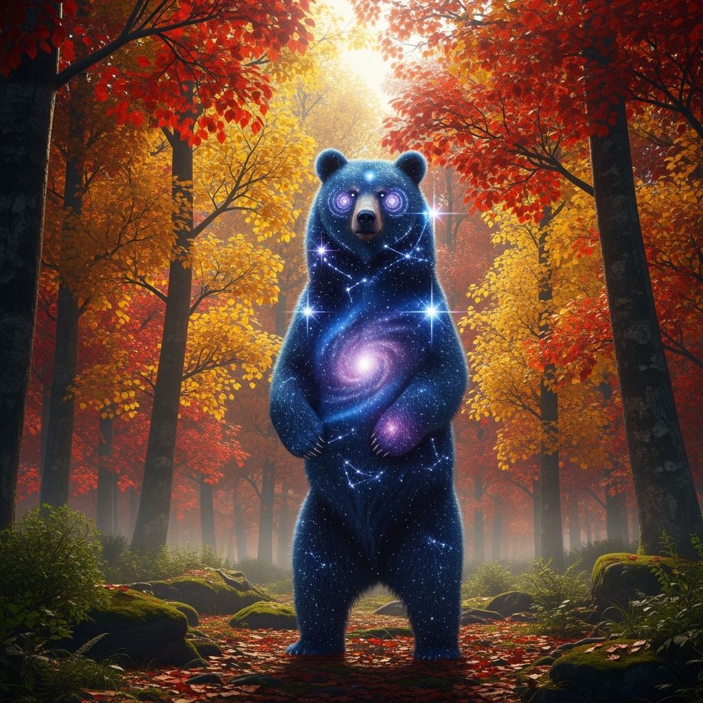Cosmic Bear in Autumn Forest