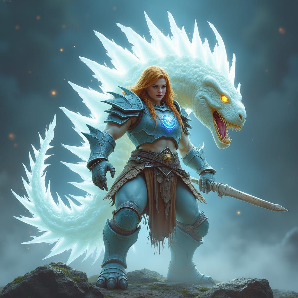 Fierce Dwarf Barbarian in Ethereal White Armor