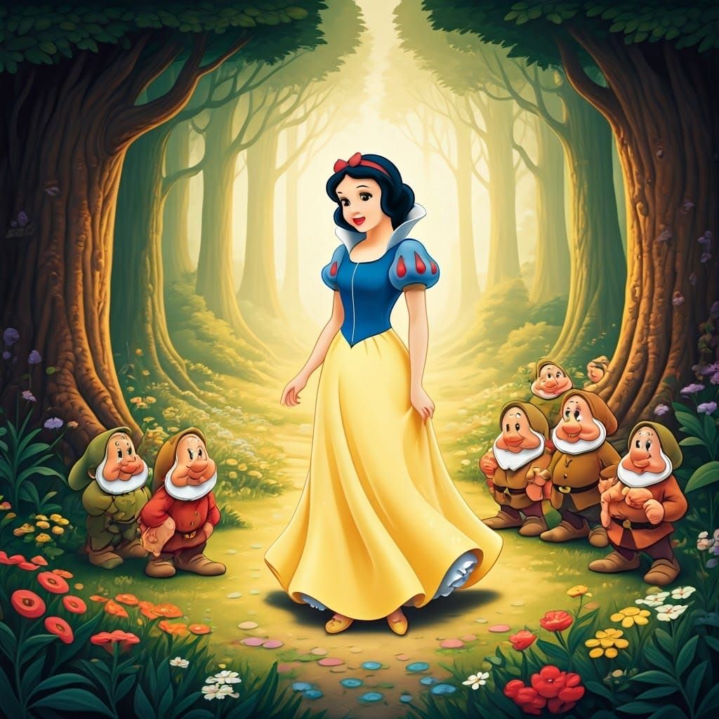 Whimsical Fairy Tale Scene in Dreamy Watercolor Style