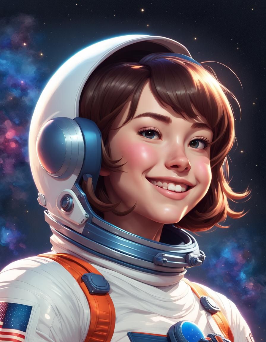Anime Astronaut Girl Shines Bright in Starry Universe