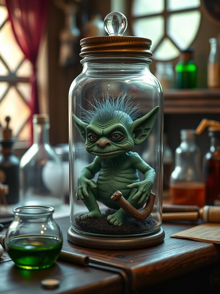 Troll Trapped in a Whimsical Alchemy Lab