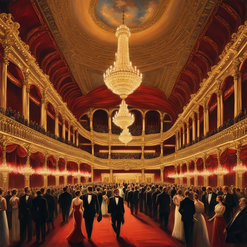 Elegant Opera House at Night in Golden Light