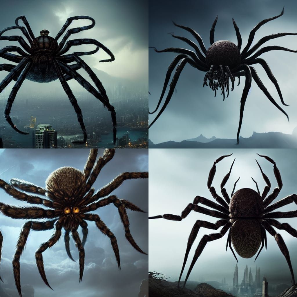 Epic Cinematic Digital Painting of a Giant Spider Monster