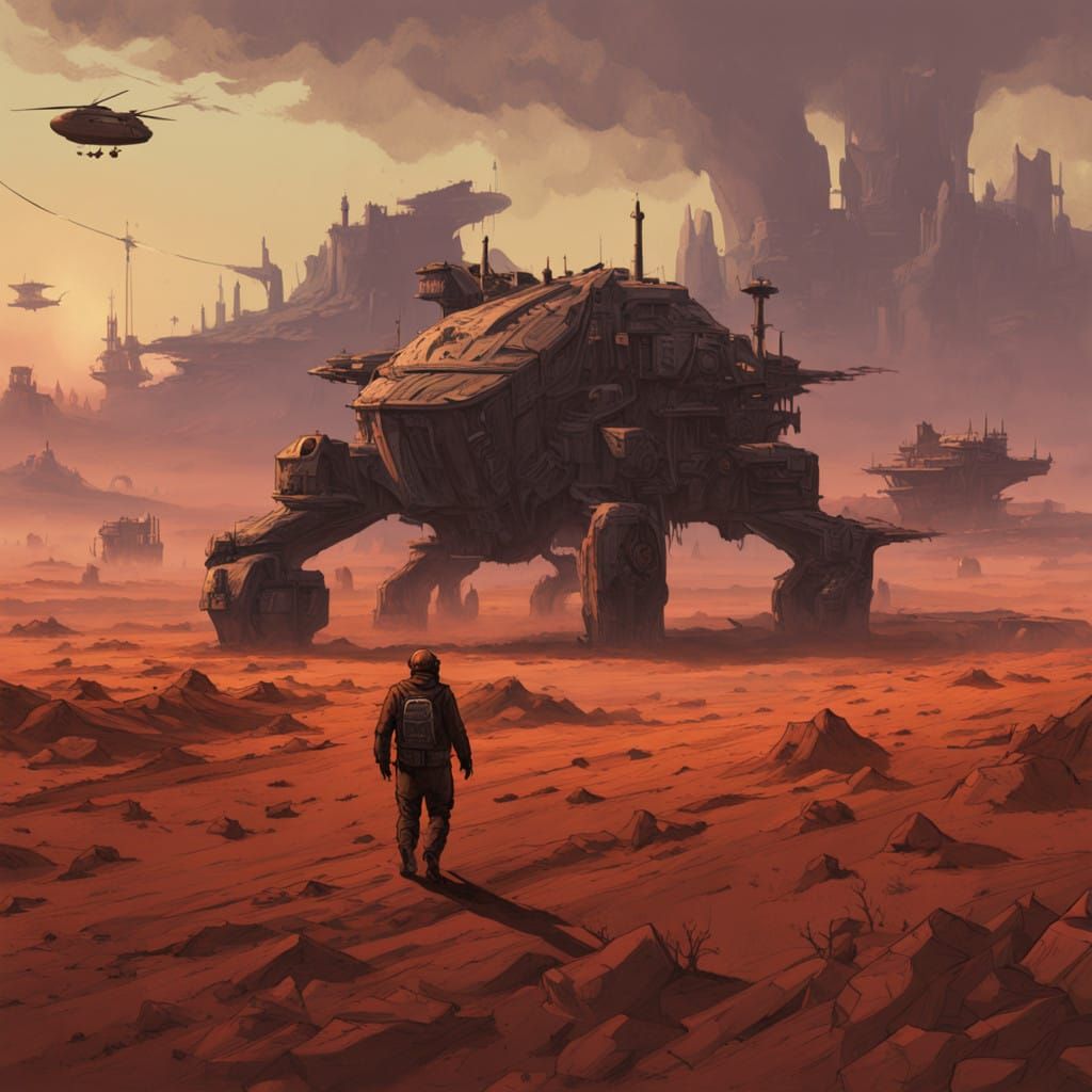 Spice Harvesters Under Dusk Sky