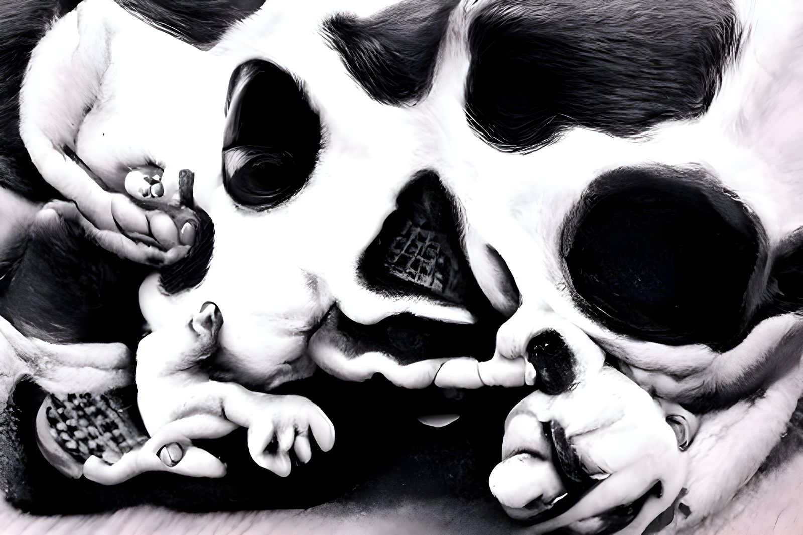 Surrealist Baby Holds Checkerboard Skull