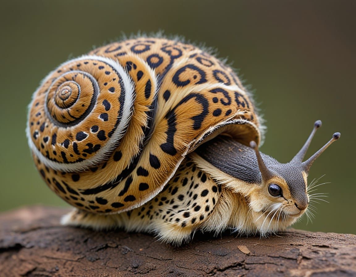 Snail in a Furry Cheetah Shell