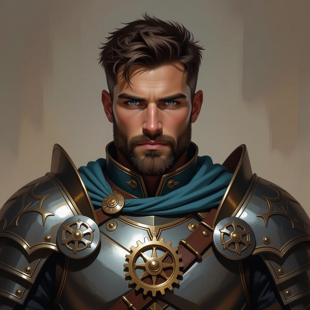 Steampunk Warrior in Gleaming Steel Armor