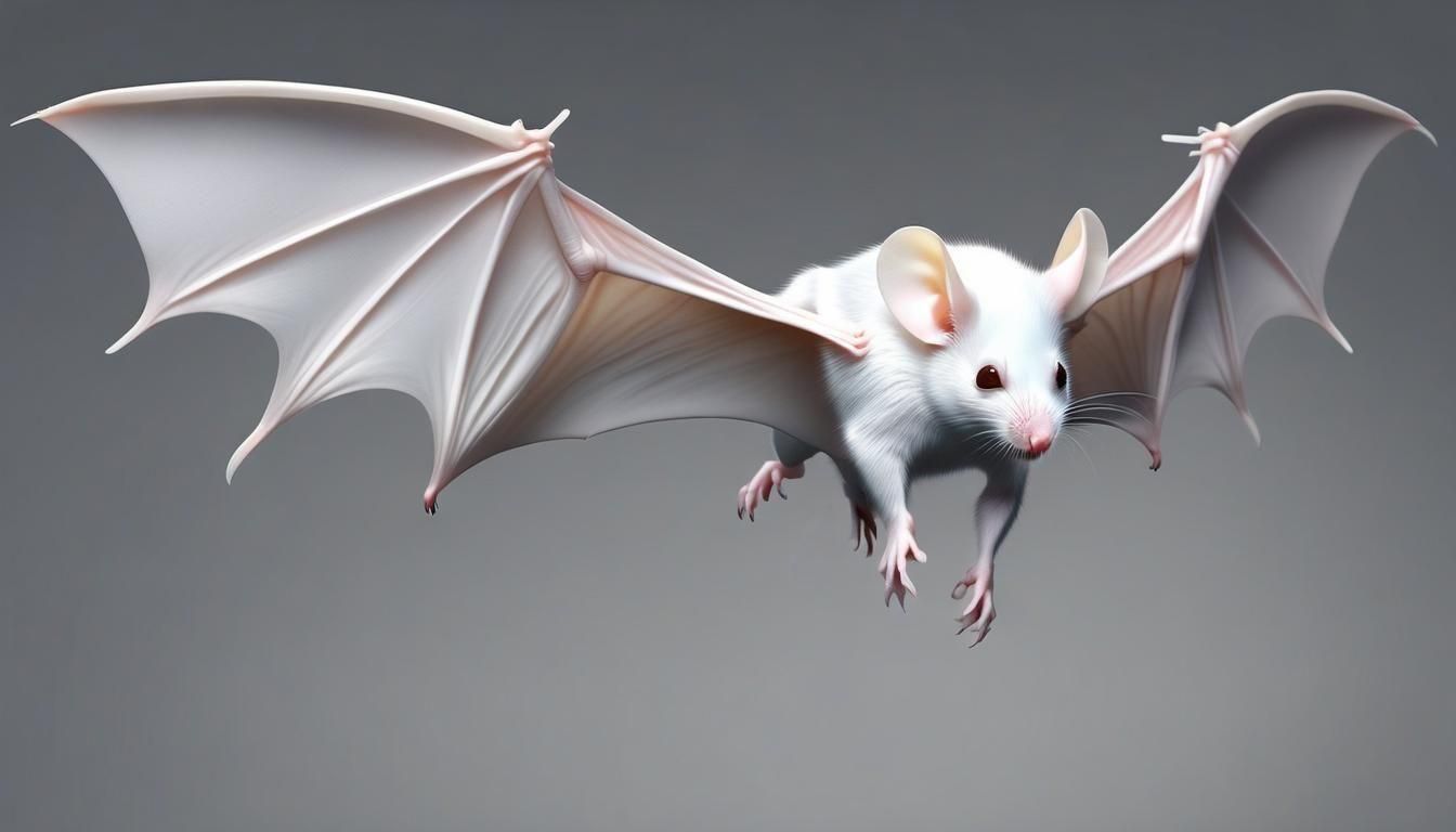 Surreal White Mouse with Bat Wings in Hyperreal Hyper Detail