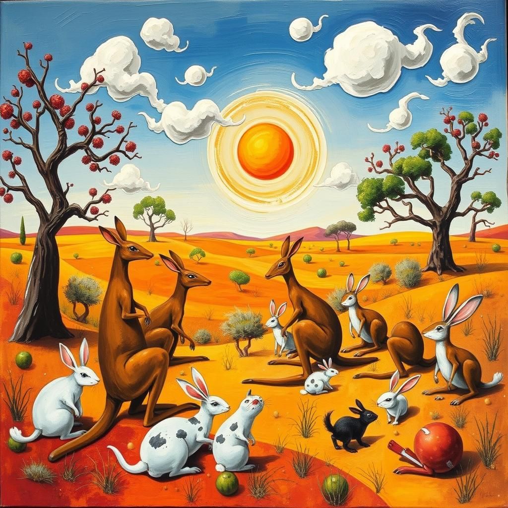 Whimsical Surrealist Dreamscapes of Australian Outback Wildl...