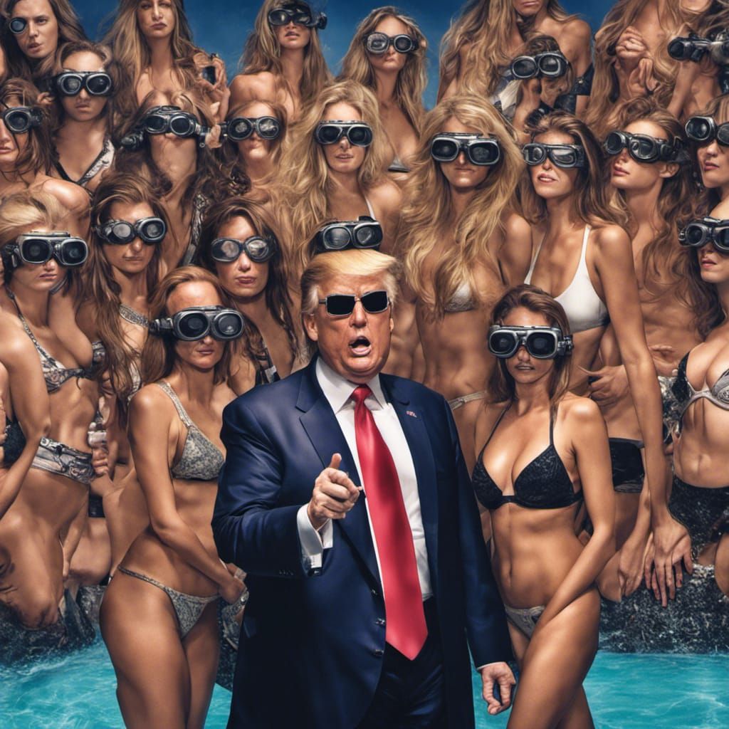 Trump in Hyperrealistic Night Vision Goggles Scene