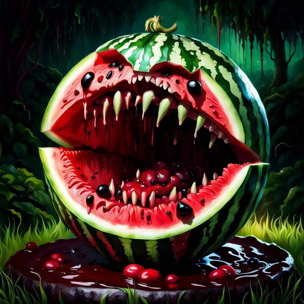 Horror macabre monster watermelon.