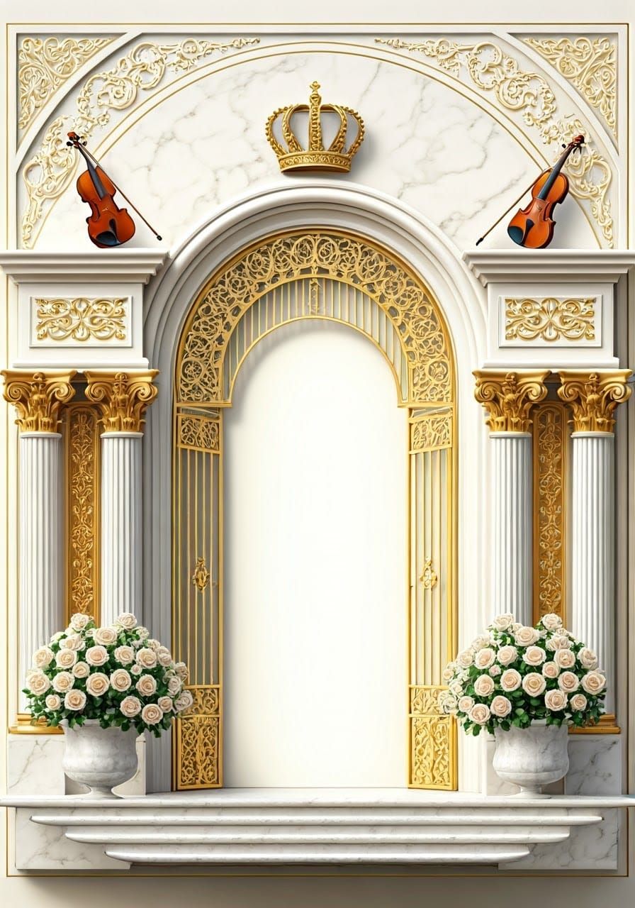 Luxurious Hasidic Title Page in Golden Marble and Baroque En...