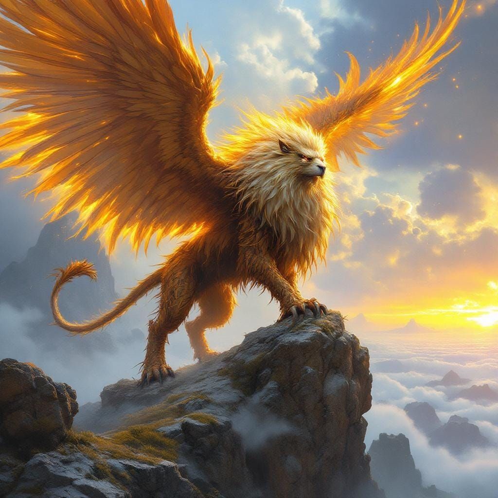 Golden Lionhawk Velkhar on High Cliffs