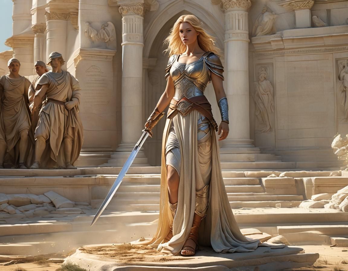 Ethereal Warrior Goddess in Golden Light