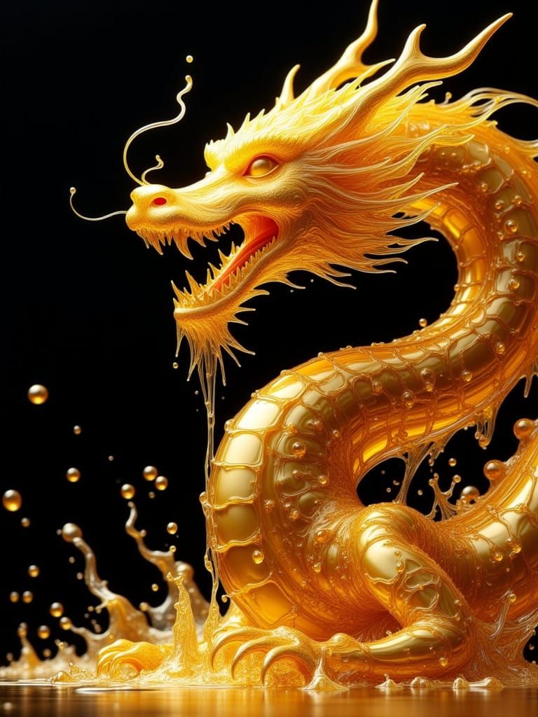 Majestic Molten Gold Dragon Roaring