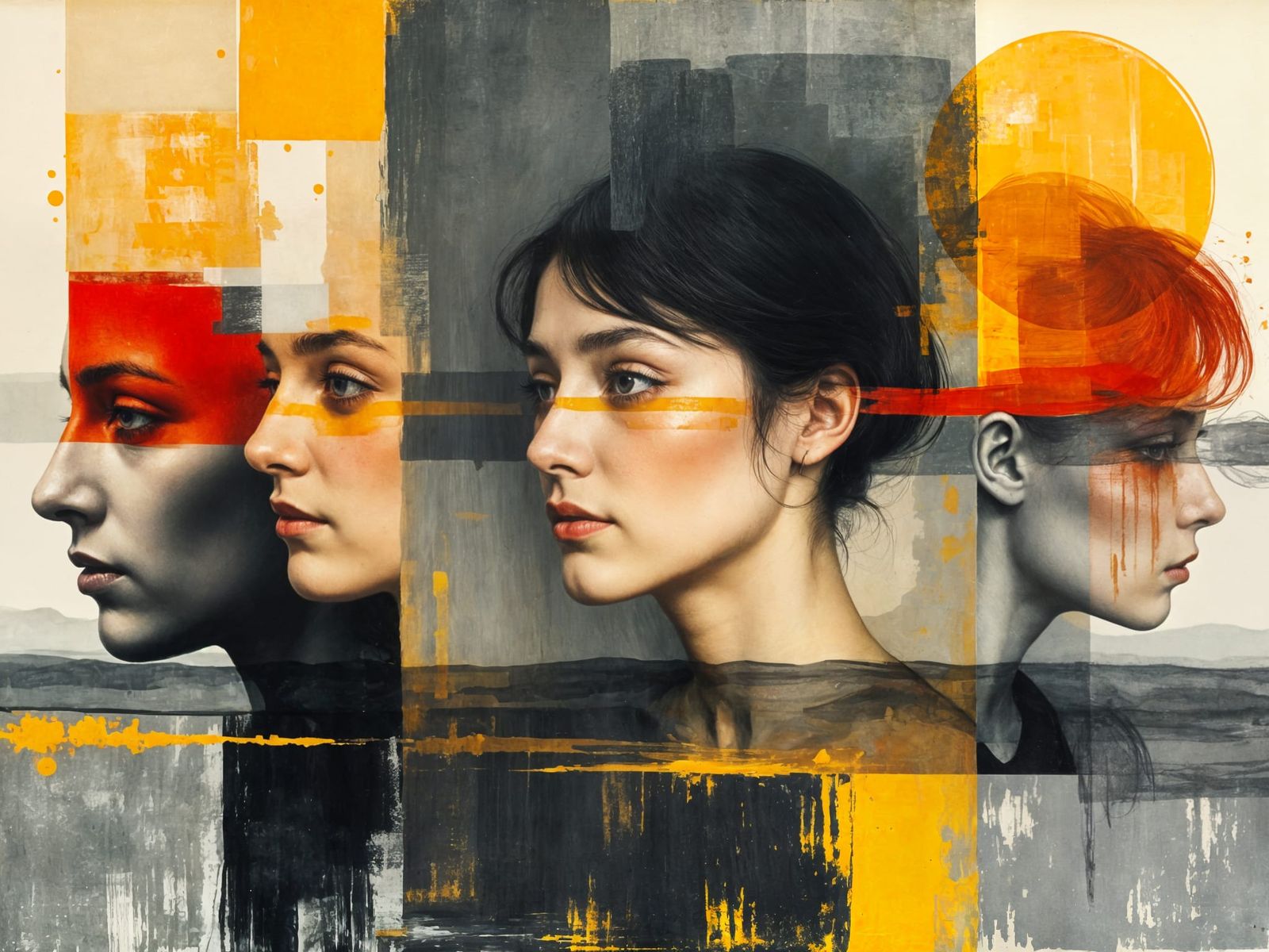 Abstract Double Exposure Portrait in Expressive Style
