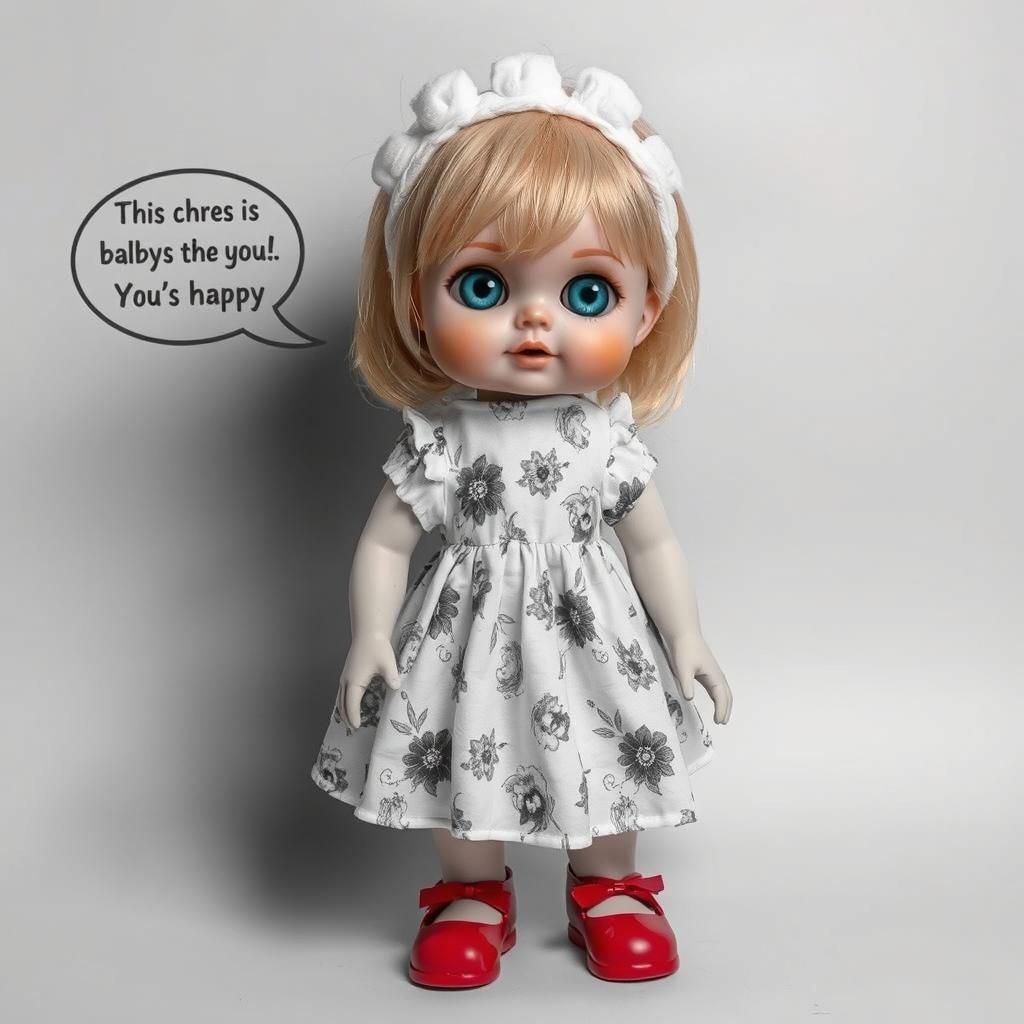 Vintage-Style Black and White Portrait of a Creepy Blue-Eyed...