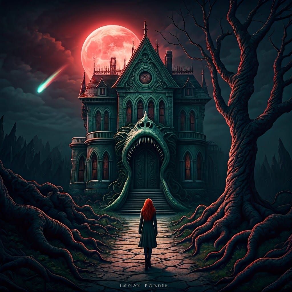 Eerie Gothic Abode in Mysterious Evening Hush