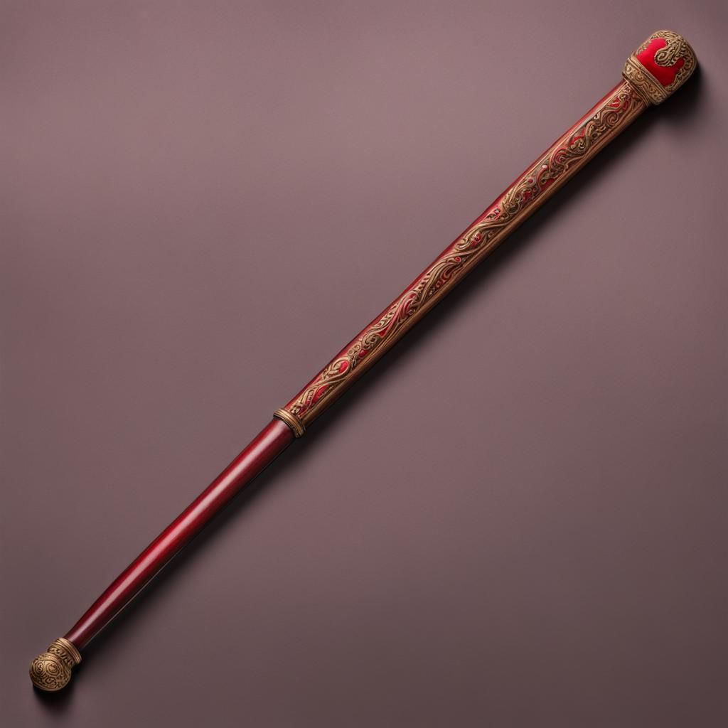 Elegant Burnished Wood Magic Wand in Floral Wooden Box