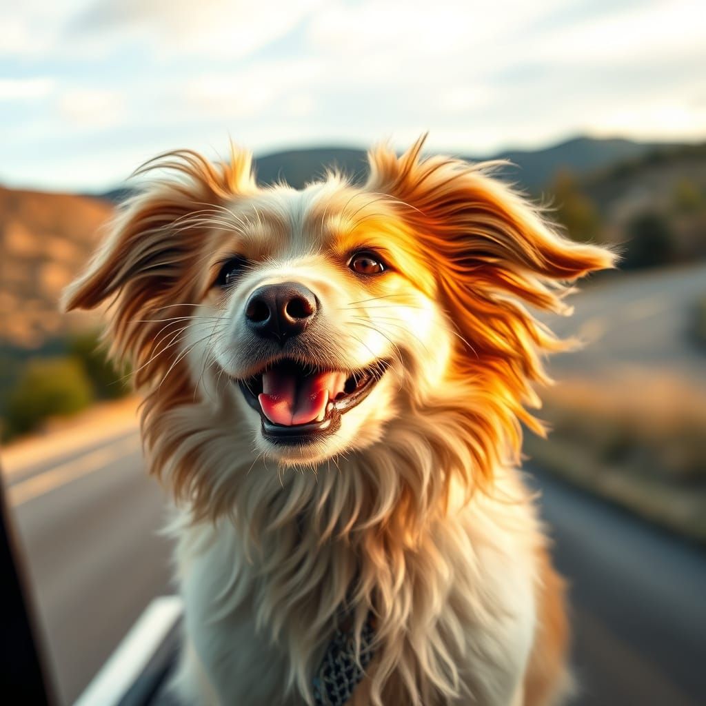 Joyful Dog Feeling Wind Rush Summer