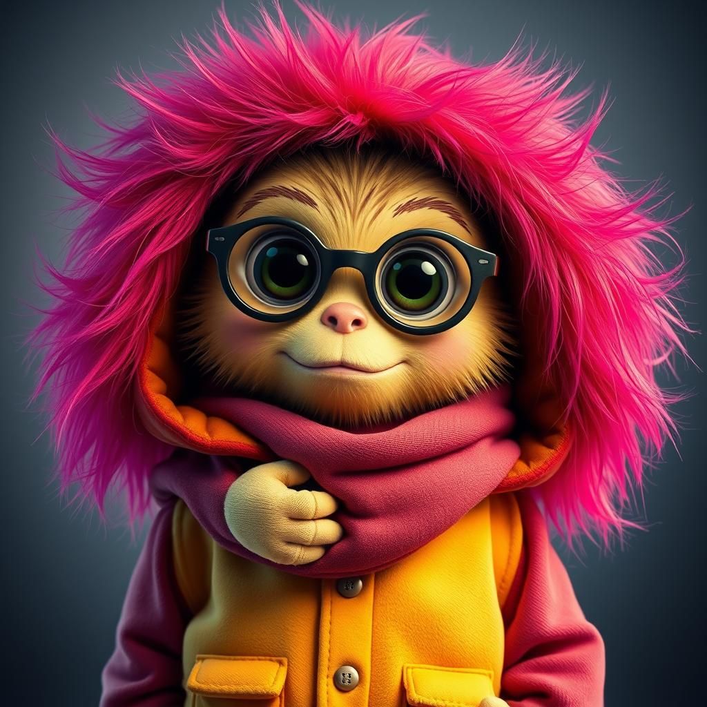 Whimsical Creature Wears Playful Costume in Happy Scene