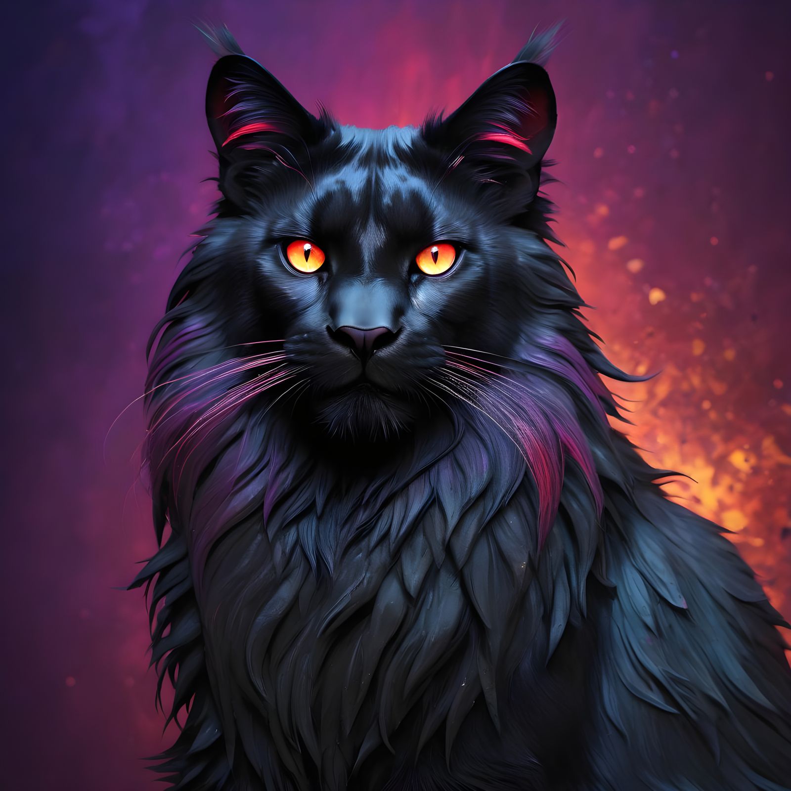 Sophisticated Black Feline with Vibrant Fur