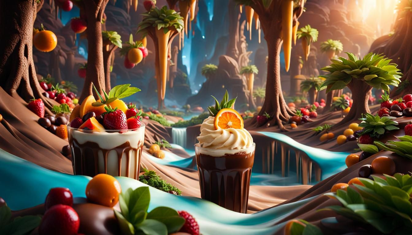 Surreal Dessert Realm in Vibrant Fantasy Style