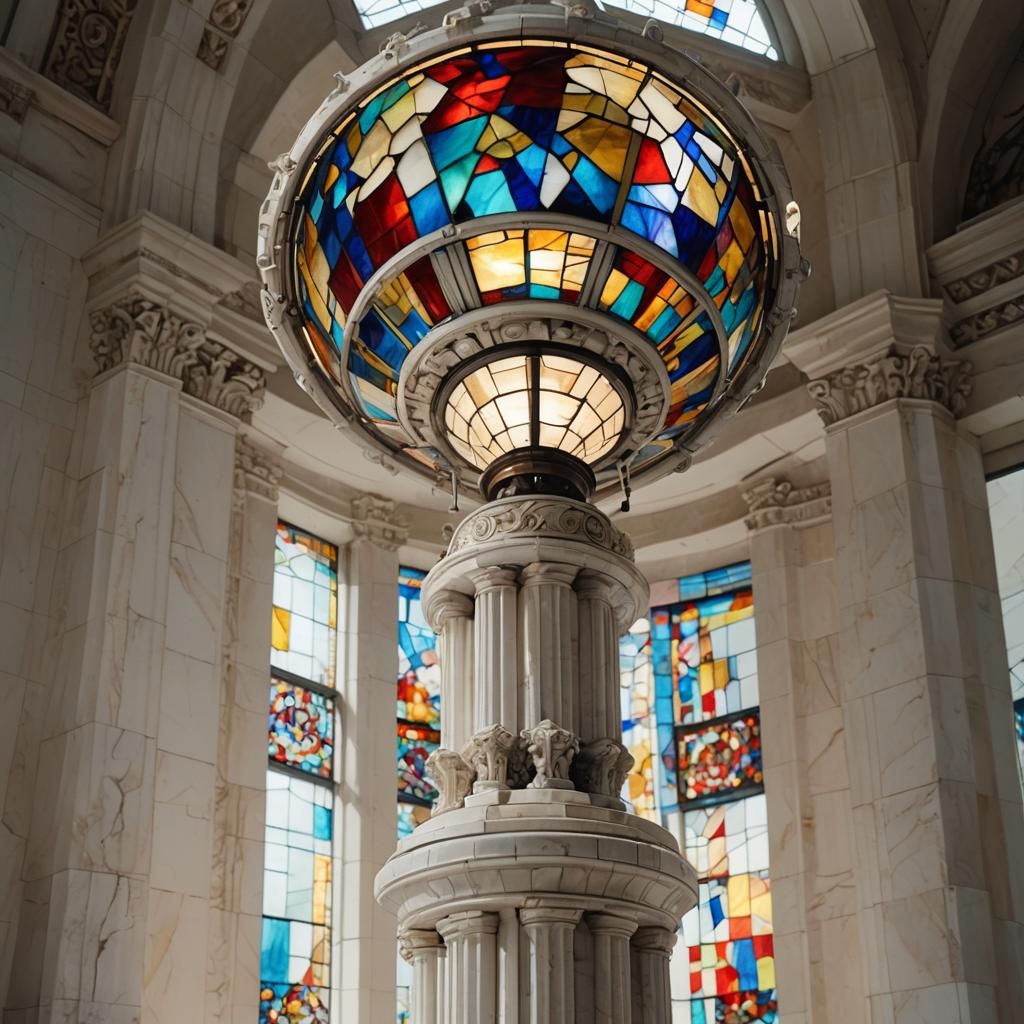 Epic White Mechanical Lamp in Cinematic Style