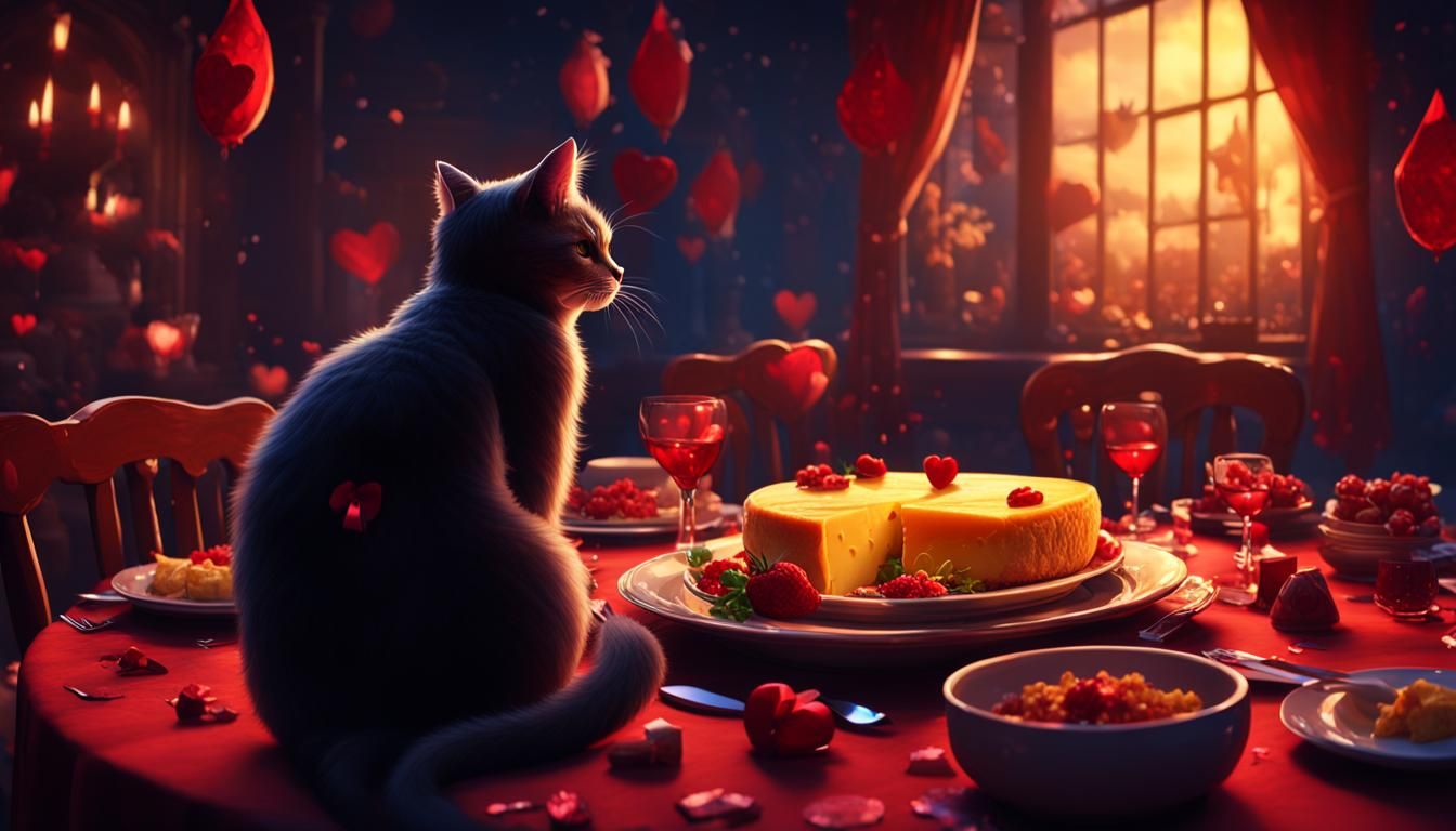 Futuristic Valentine's Dinner with an Enchanted Feline
