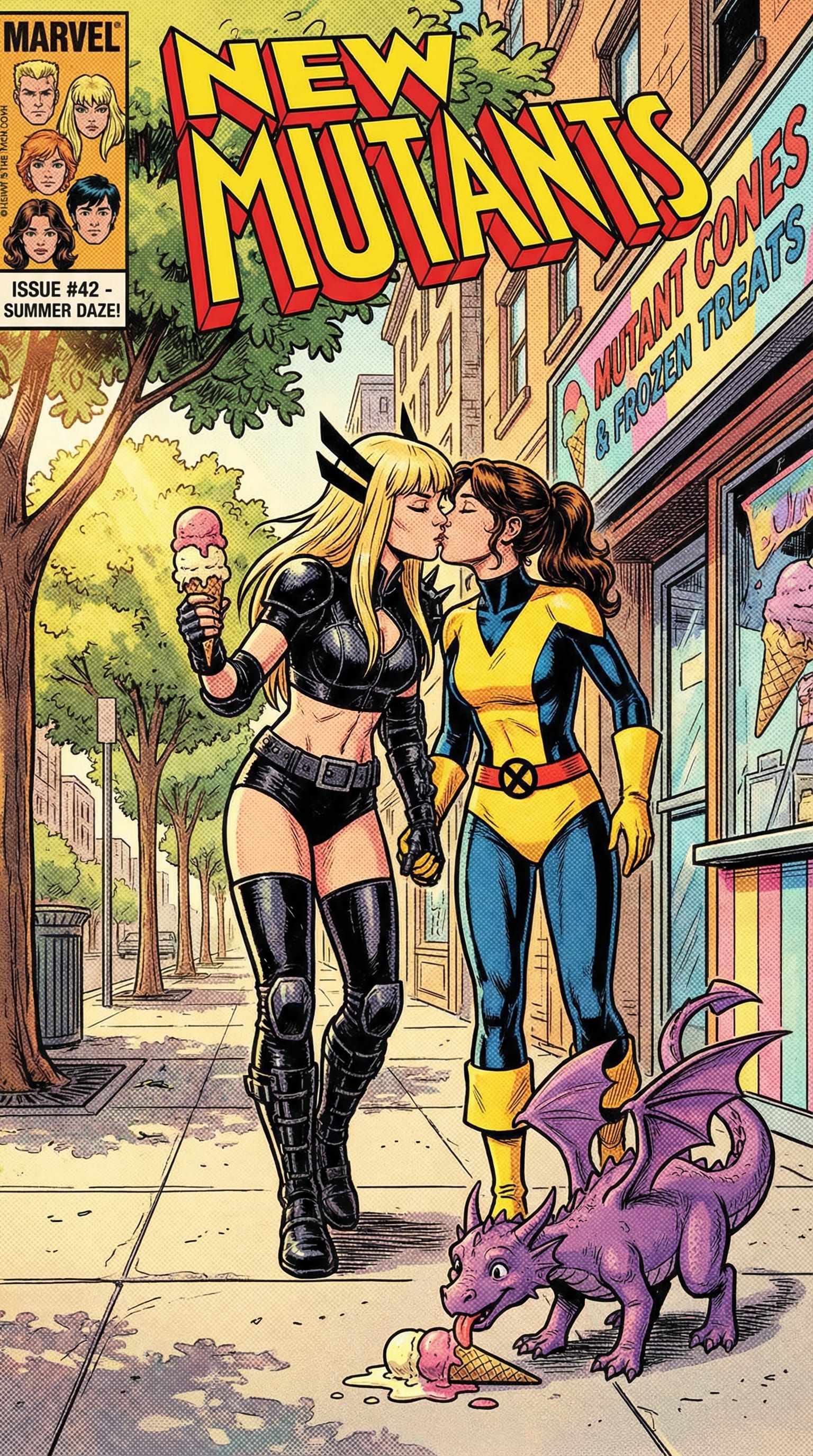 Magik and Shadowcat Kiss on Comic Cover Art